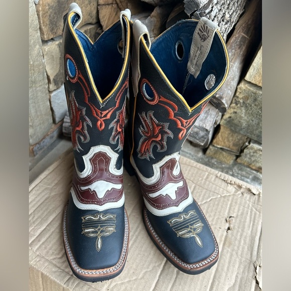 Western Cowboy Mens Boots full grain hide leather square tipSz-27 (US 8.5) locBB - Picture 2 of 13